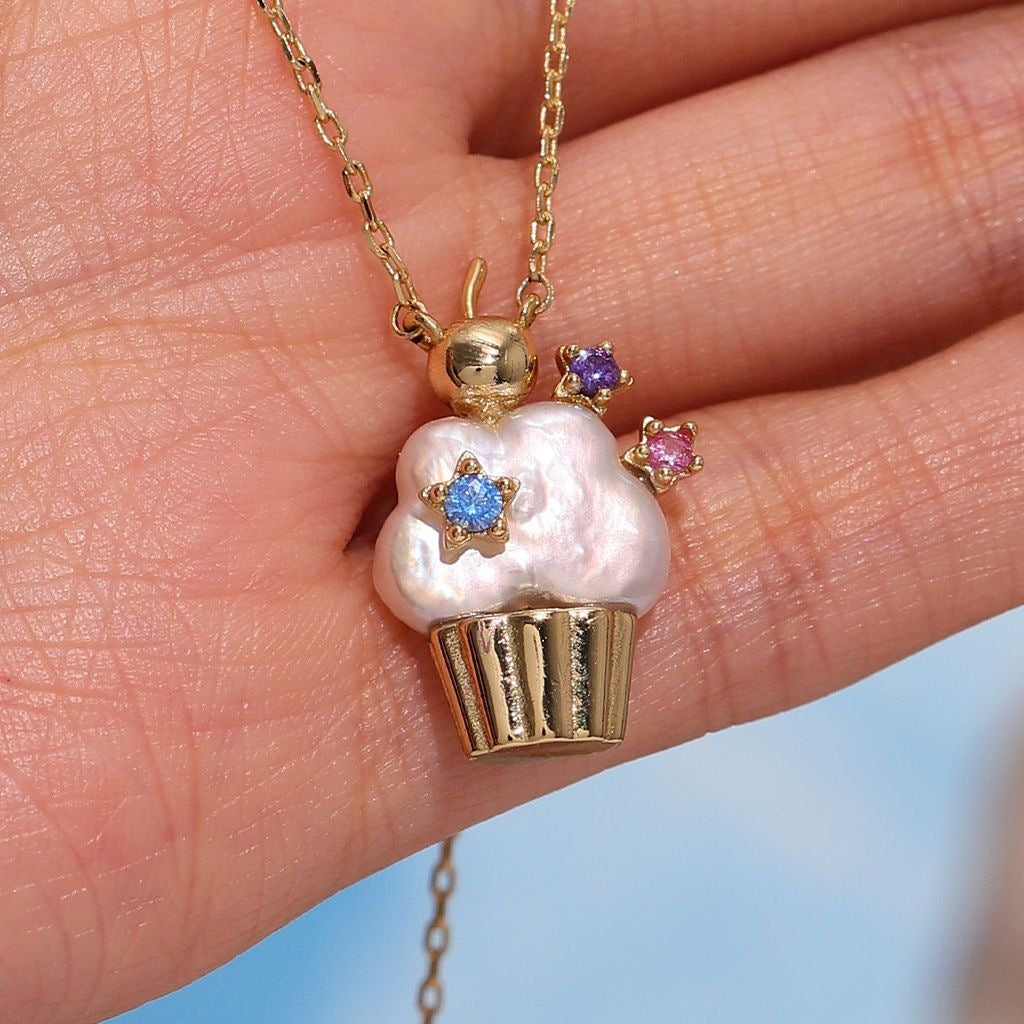 European and American fashion pearl chain ice cream necklace women's light luxury niche design sense collarbone chain jewelry