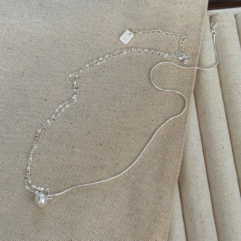 [Special Offer Products] AB Chain Pearl Necklace Women's Light Luxury Asymmetrical Design Sense Simple ins Style Fashion Versatile Clavicle Chain