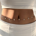 Summer pearl flower necklace fashion titanium steel necklace waist chain anklet set gold-plated titanium steel