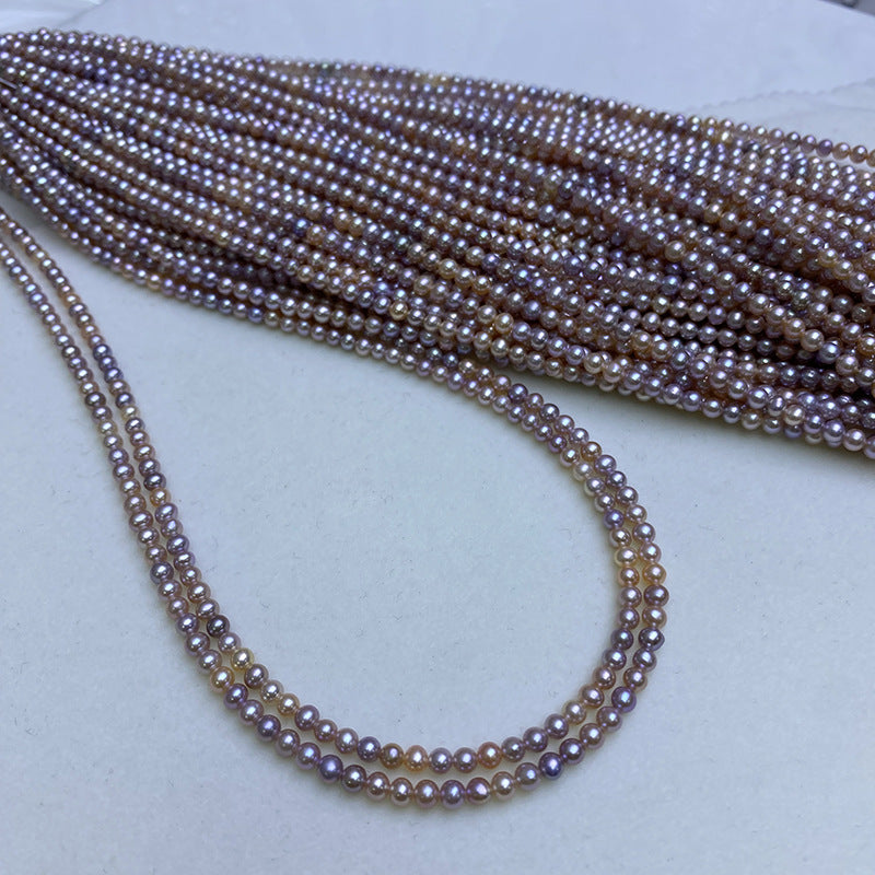 3-4Mm nuclear-free natural freshwater real pearl mixed color small pearl jewelry accessories candy color necklace material