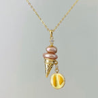 European and American new pearl ice cream necklace niche dly pendant necklace collarbone chain electroplated 18k gold