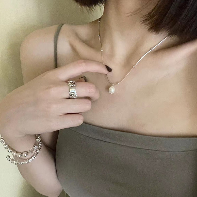 [Special Offer Products] Simple Wind Freshwater Pearl Necklace Women's 925 Sterling Silver Summer Versatile Temperament Personalized Fashion Clavicle Chain