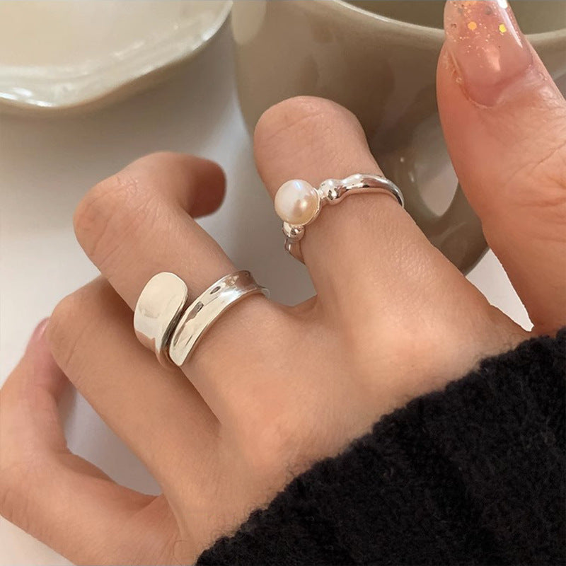 [Special Offer Products] Niche Design Pearl Ring Women's New ins Stylish, Simple and Versatile Cold Wind Index Finger Ring Adjustable