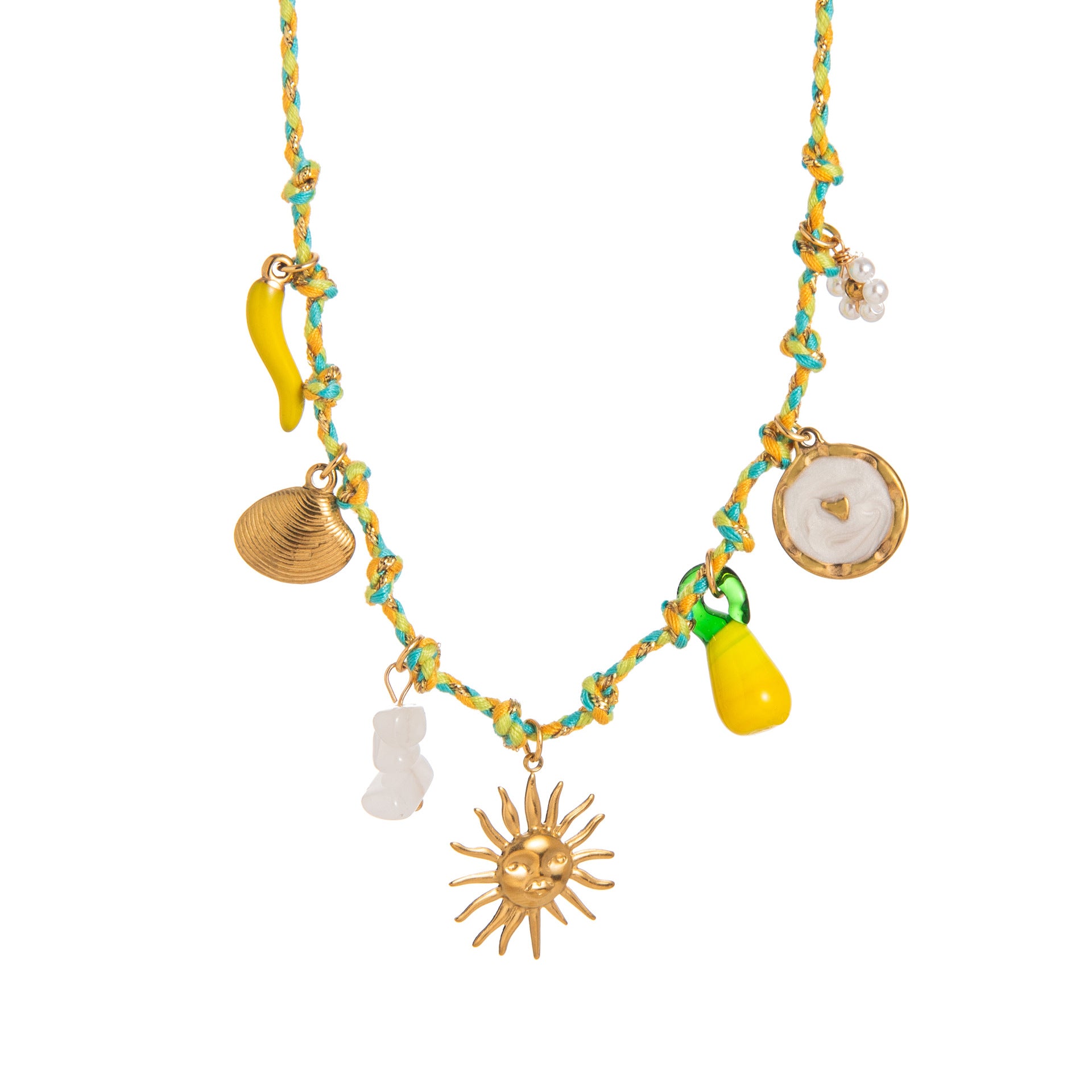 New summer shell starfish butterfly turtle pepper elephant pearl necklace DIY multi-pendant colored rope