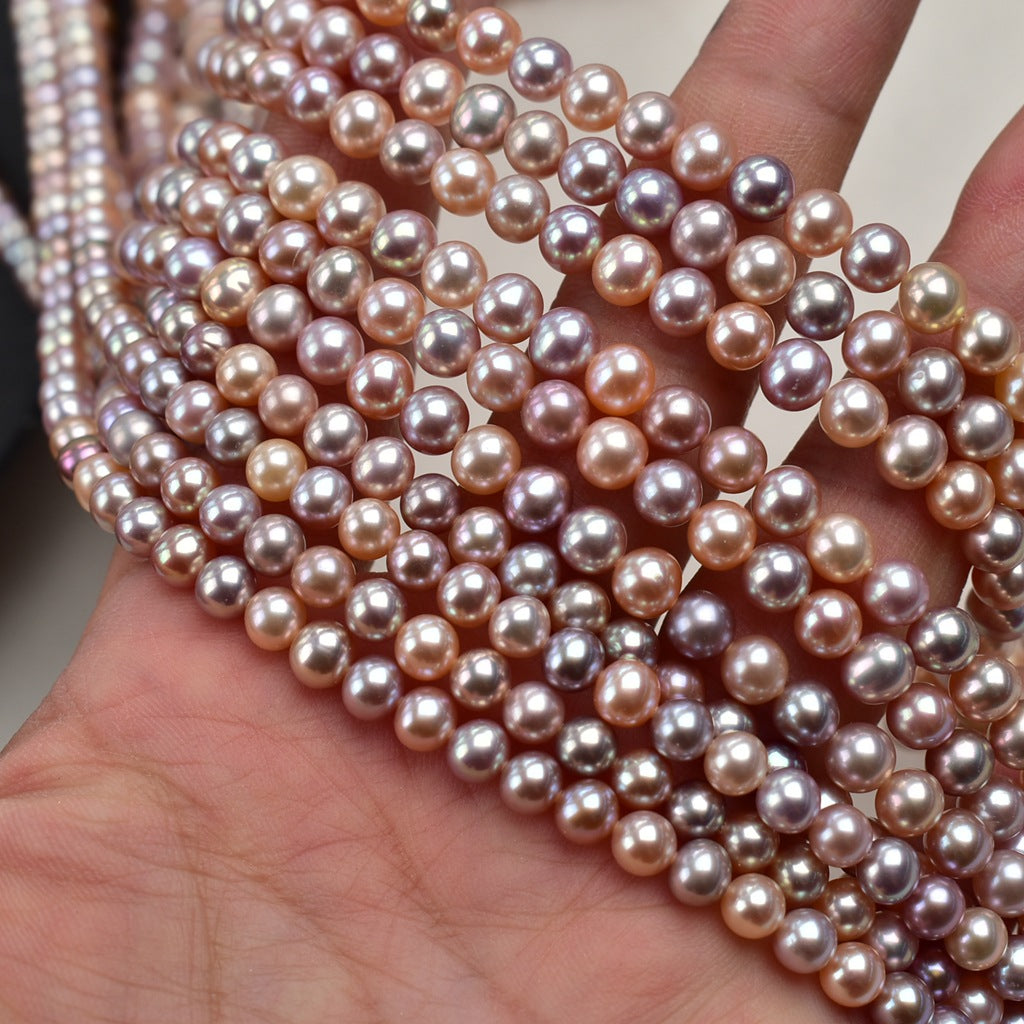 Mixed color round beads Natural fresh water about 5-6mm Candy color near round pearls work in progress DIY jewelry accessories loose beads