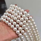 Freshwater Edison pearl necklace 11-13mm near-round strong light and flaws, high-end pearl necklace extra large work in progress