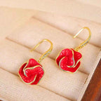 French-style Dripping Glaze Camellia Zircon Earrings – Unique, Elegant, and Charming Drop Earrings with a Light Luxury & High-End Feel | Stud Earrings & Accessories