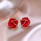 French-style Dripping Glaze Camellia Zircon Earrings – Unique, Elegant, and Charming Drop Earrings with a Light Luxury & High-End Feel | Stud Earrings & Accessories