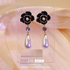French-style Dripping Glaze Camellia Zircon Earrings – Unique, Elegant, and Charming Drop Earrings with a Light Luxury & High-End Feel | Stud Earrings & Accessories