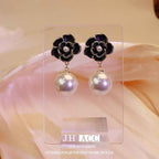 French-style Dripping Glaze Camellia Zircon Earrings – Unique, Elegant, and Charming Drop Earrings with a Light Luxury & High-End Feel | Stud Earrings & Accessories
