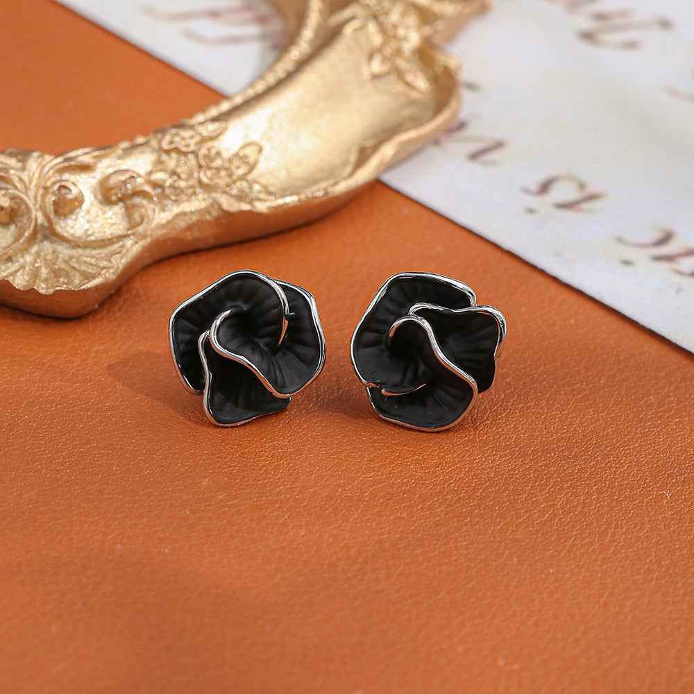 French-style Dripping Glaze Camellia Zircon Earrings – Unique, Elegant, and Charming Drop Earrings with a Light Luxury & High-End Feel | Stud Earrings & Accessories