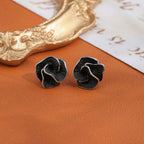 French-style Dripping Glaze Camellia Zircon Earrings – Unique, Elegant, and Charming Drop Earrings with a Light Luxury & High-End Feel | Stud Earrings & Accessories